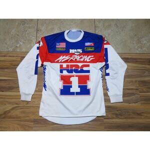 Vintage Honda Racing HRC Motocross Jersey Shirt White Red Blue Sz M-L